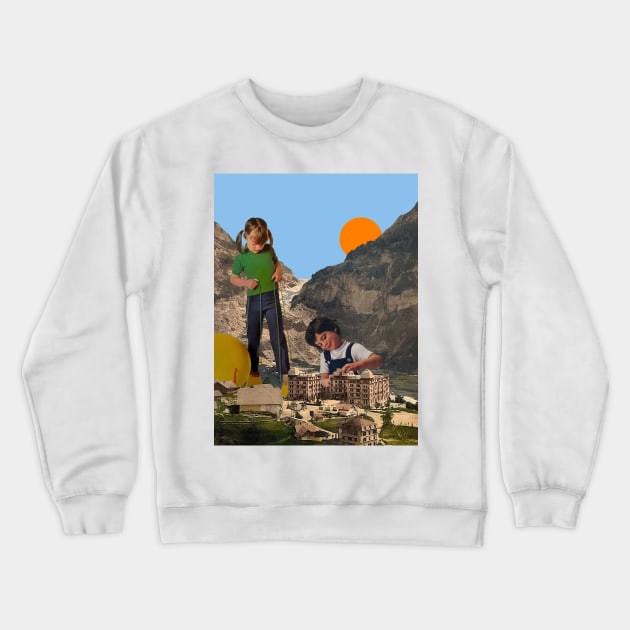 Children At Play - Surreal/Collage Art Crewneck Sweatshirt by DIGOUTTHESKY